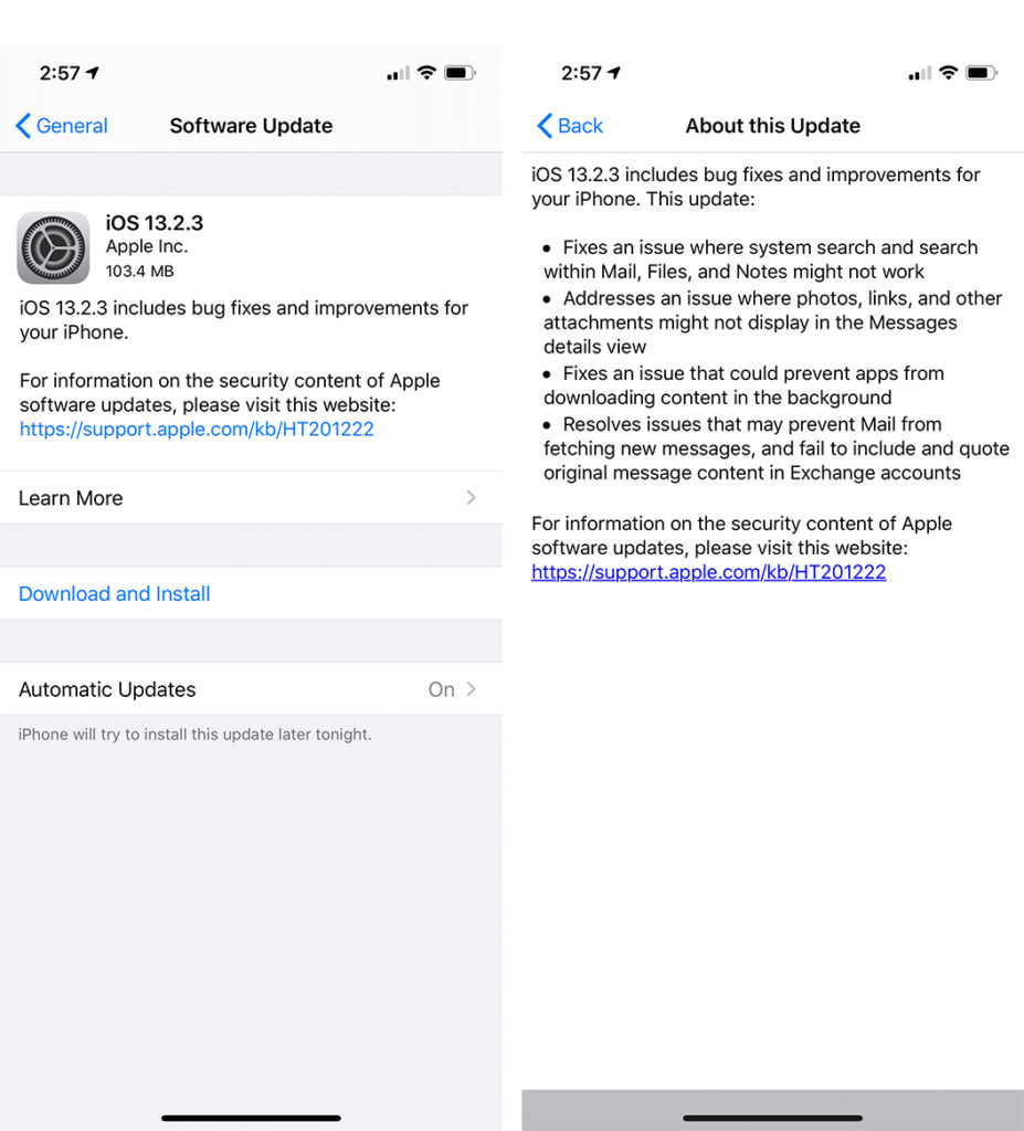 iOS 13 update