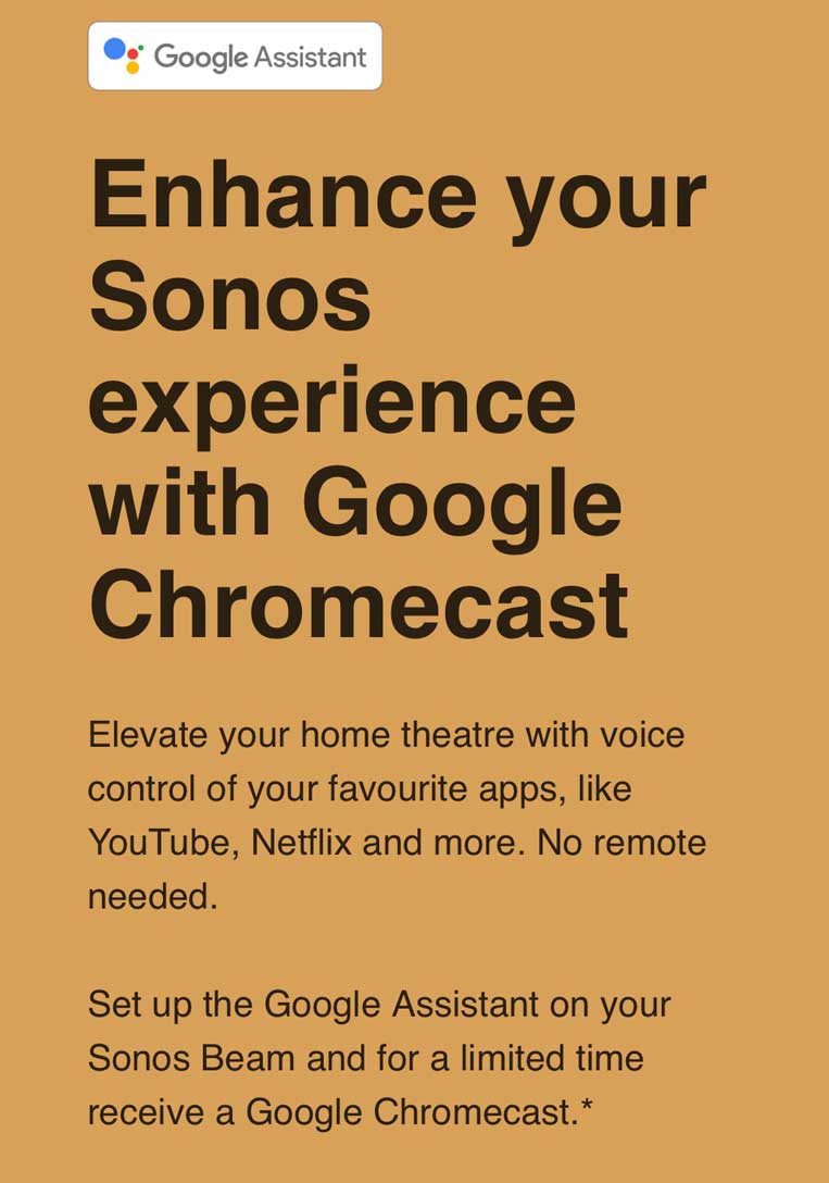 Ledningsevne fjendtlighed fødsel Get free Chromecast by setting up Google Assistant on Sonos Beam