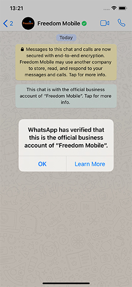 Freedom Mobile WhatsApp
