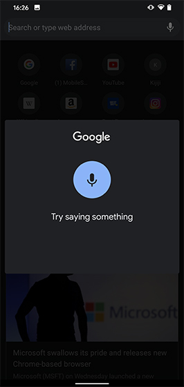 Google Chrome voice search