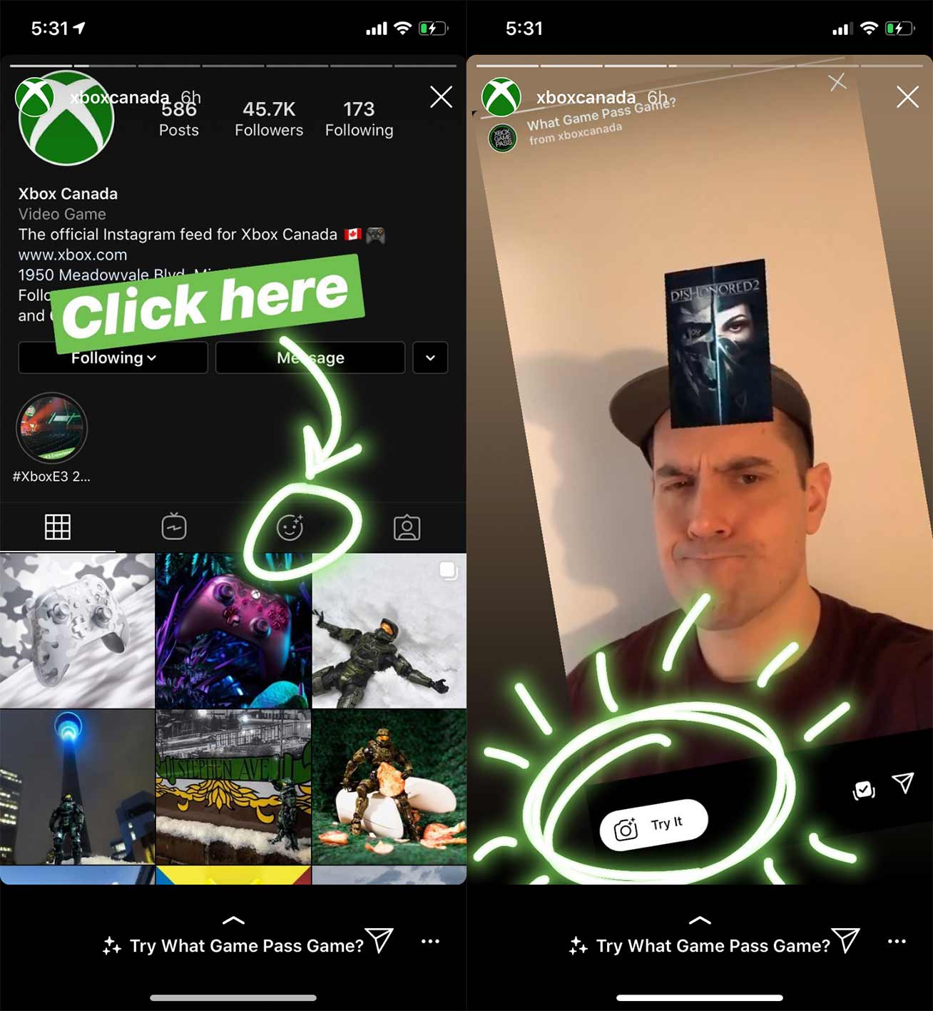 Xbox Instagram Game Pass filter