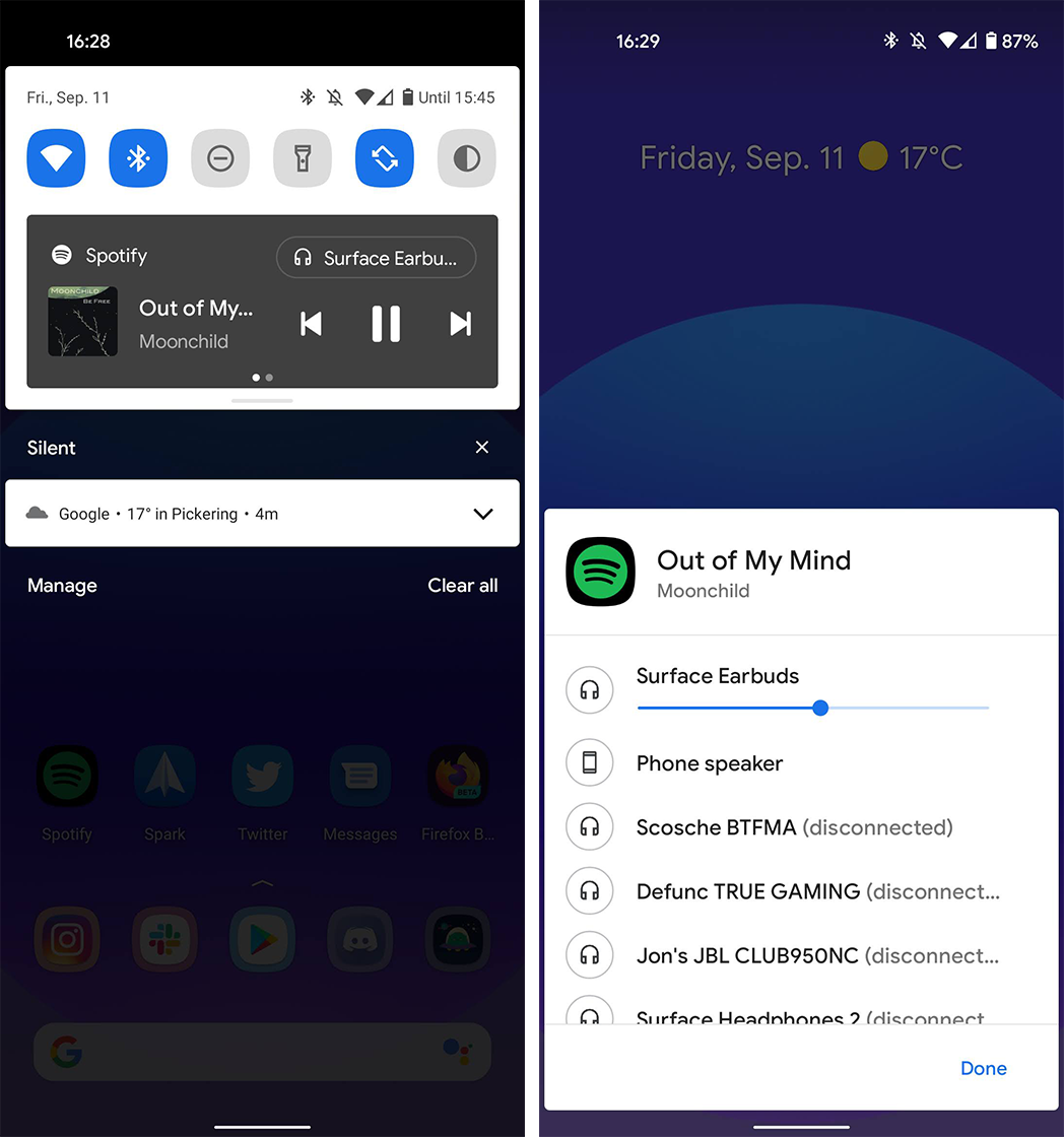 Android 11 Audio Output Menu