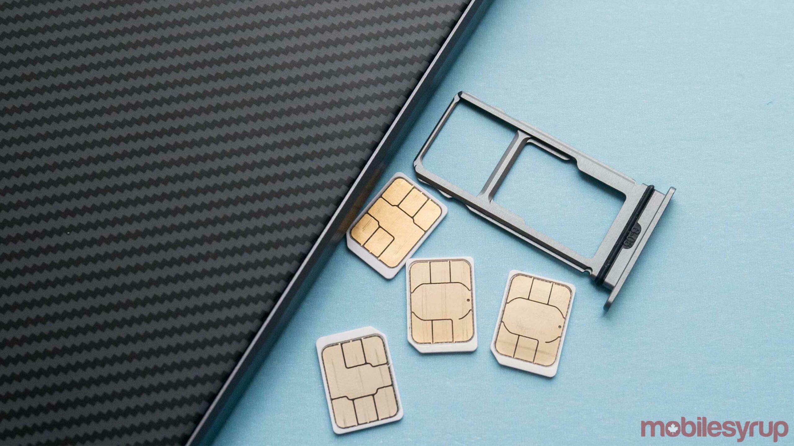 SIM cards and a smartphone SIM card tray