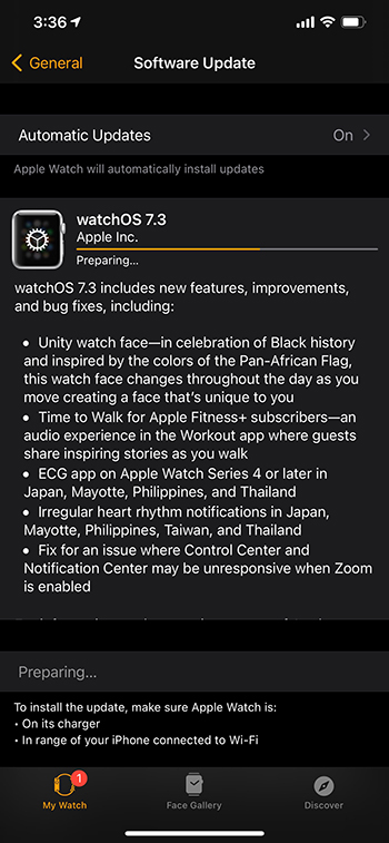 watchOS 7.3 update 