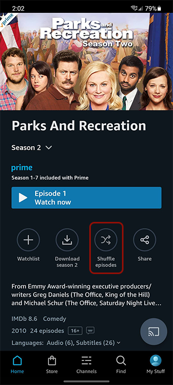 HBO Max has added a SHUFFLE buttom to some shows on the website