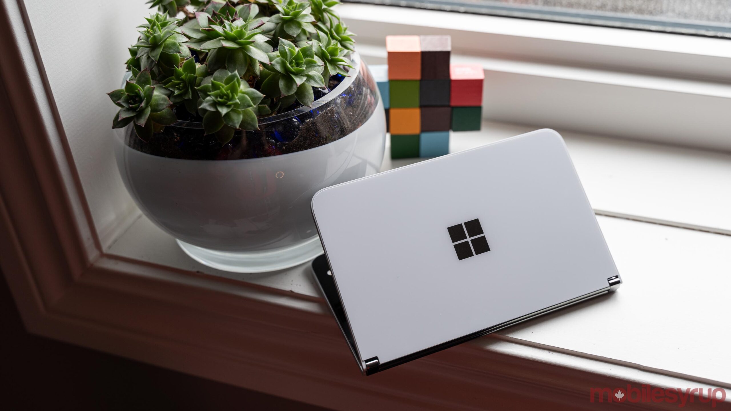 Microsoft Surface Duo partially folded