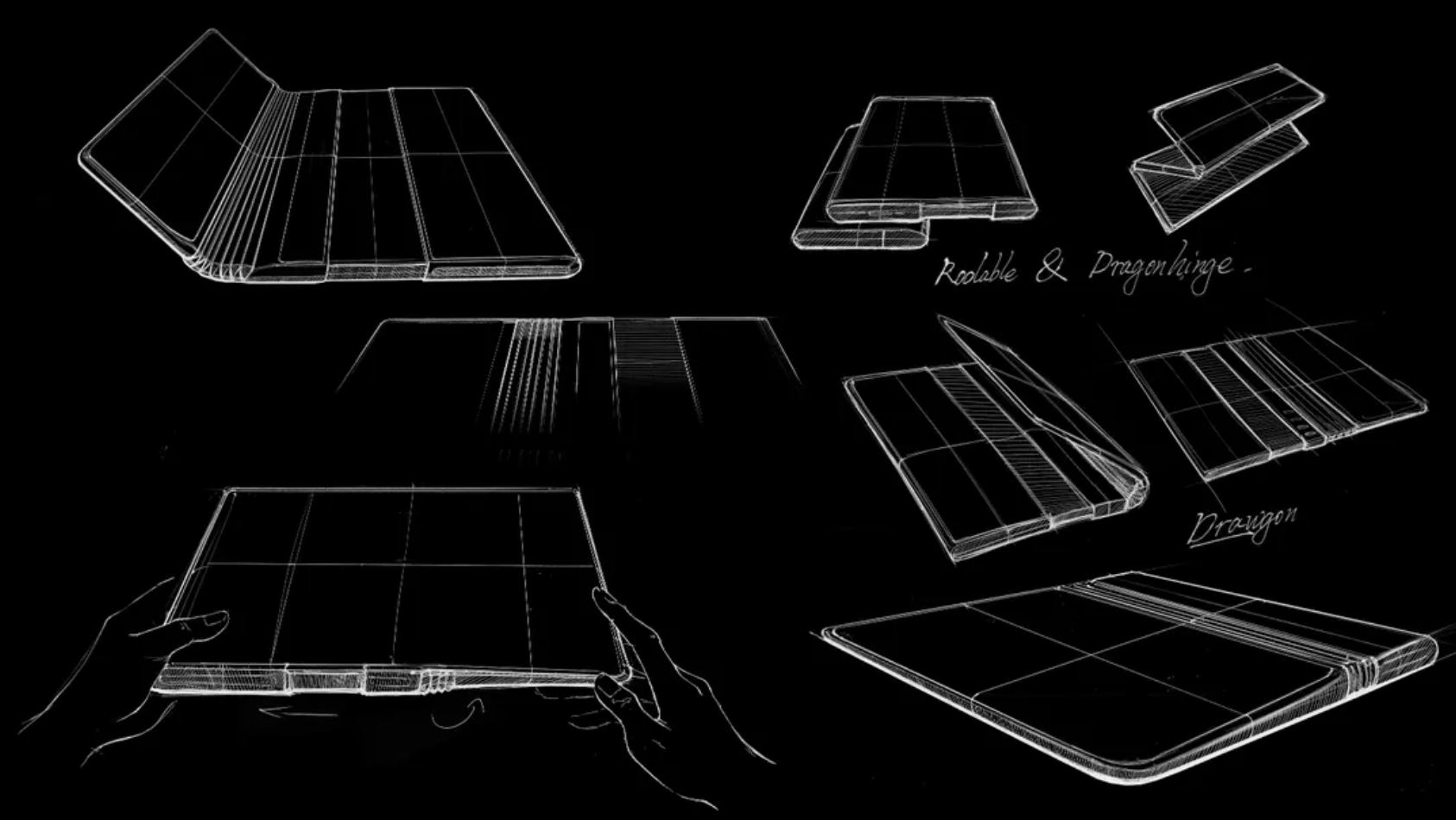 TCL folldable/rollable smartphone sketches. 
