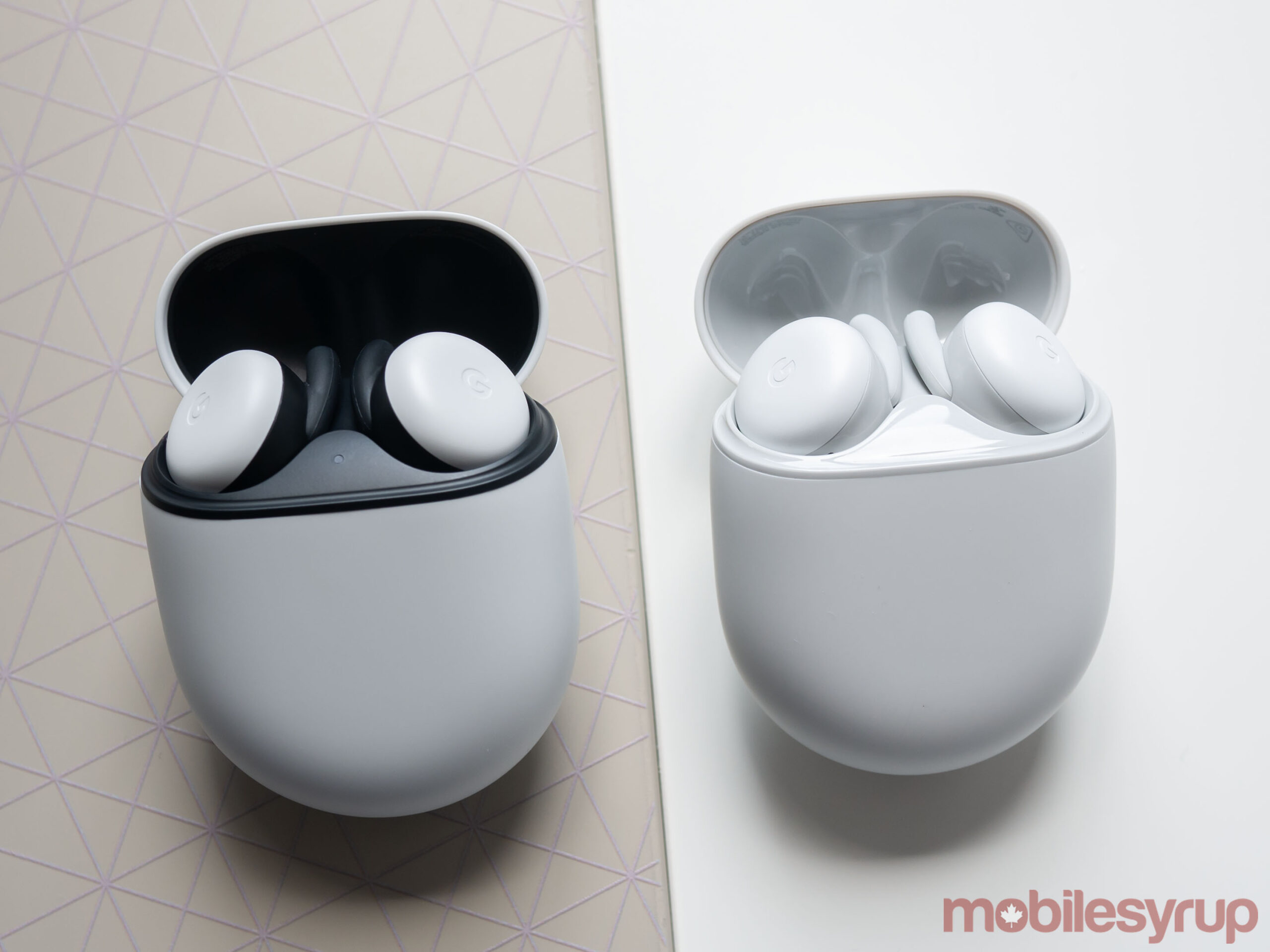 Pixel Buds (2020) beside the Pixel Buds Series-A