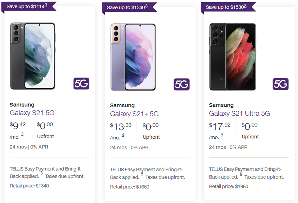 Telus Samsung Galaxy S21 Series Deal