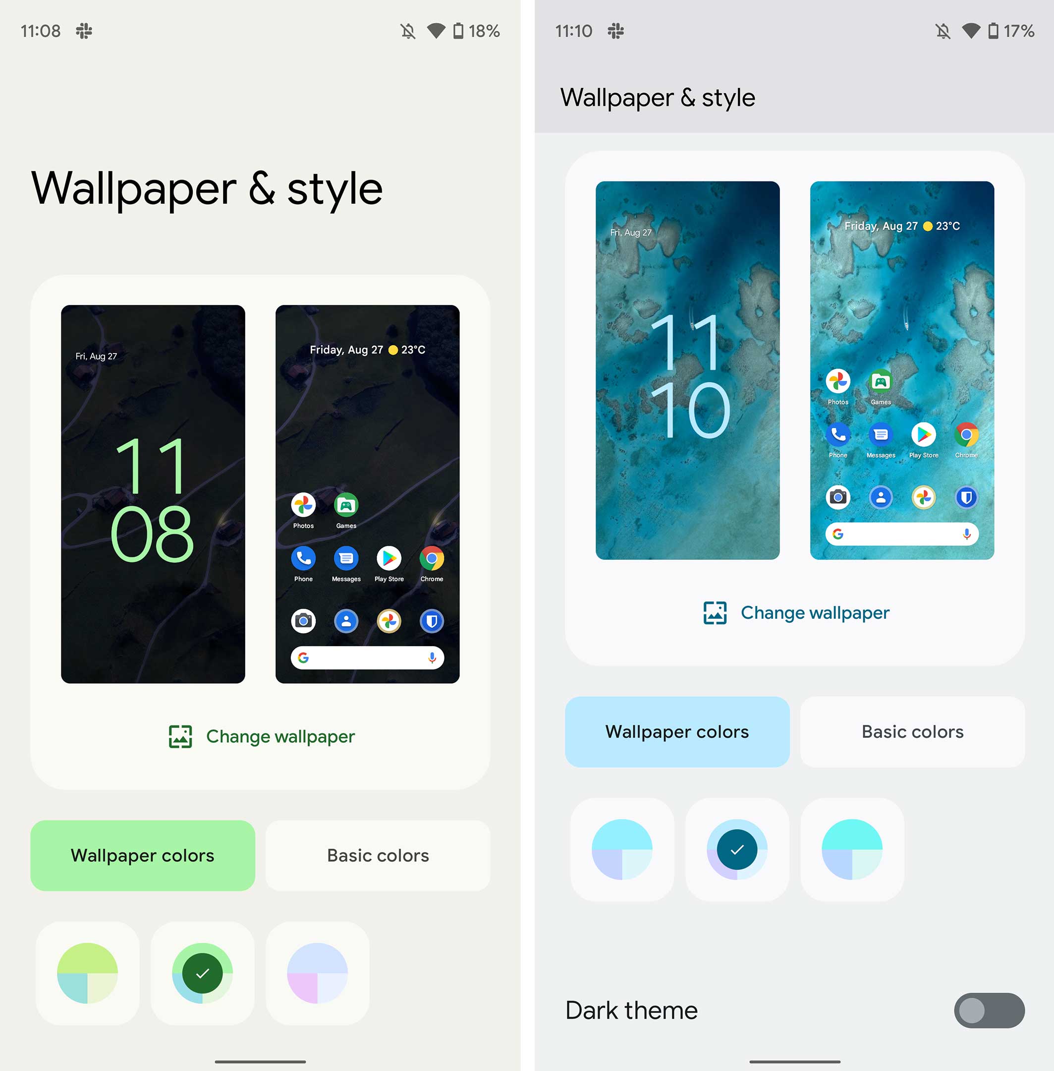 Colour changing wallpapers now work with Android 12's dynamic theme