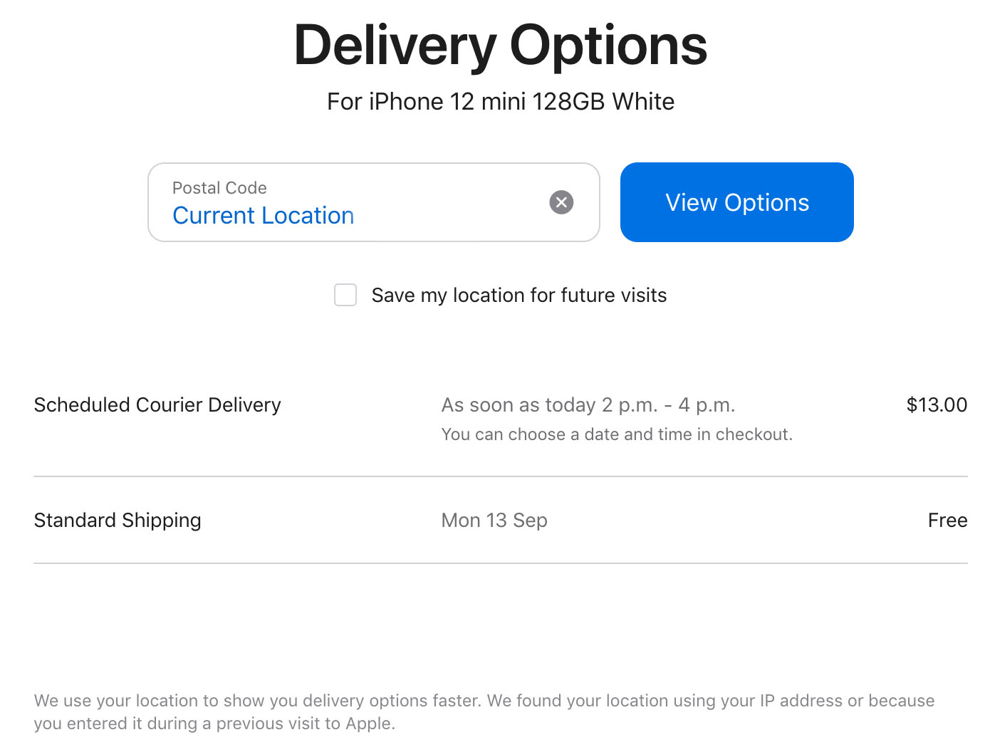 Apple Store shipping