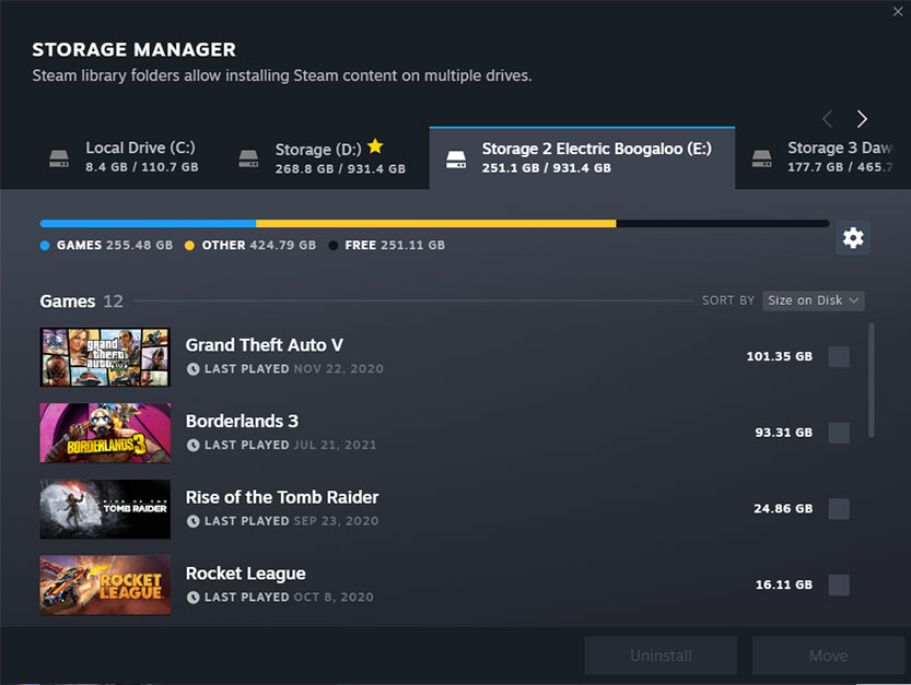 Steam's new Download Manager and Storage Management features