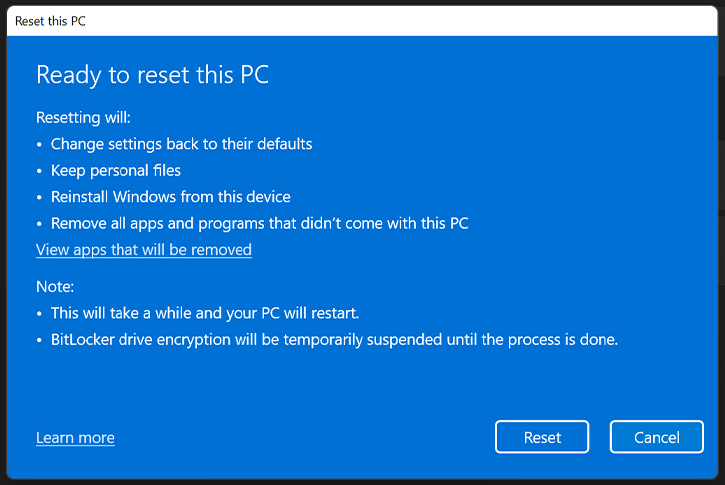 Windows Reset Tool 0001 End
