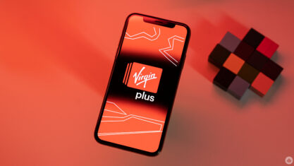 Virgin Plus logo on iPhone