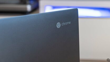 Chrome OS logo on a Chromebook