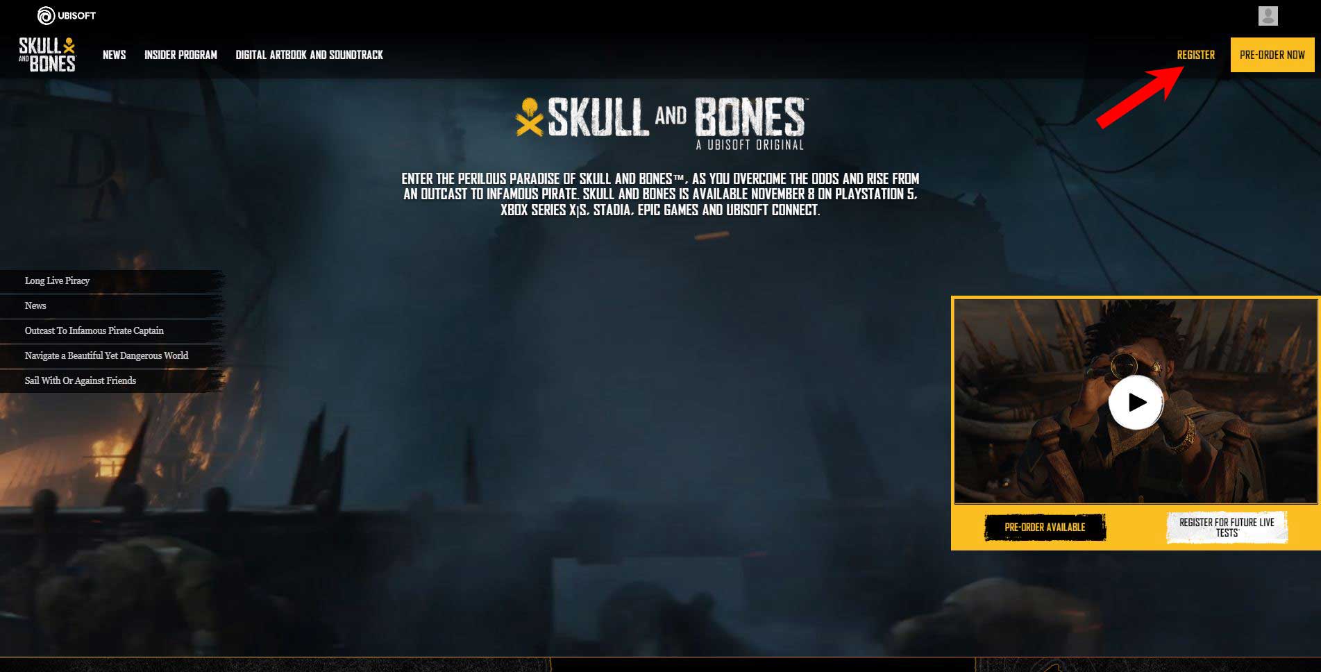Here's how you can join the Skull and Bones early live testing program