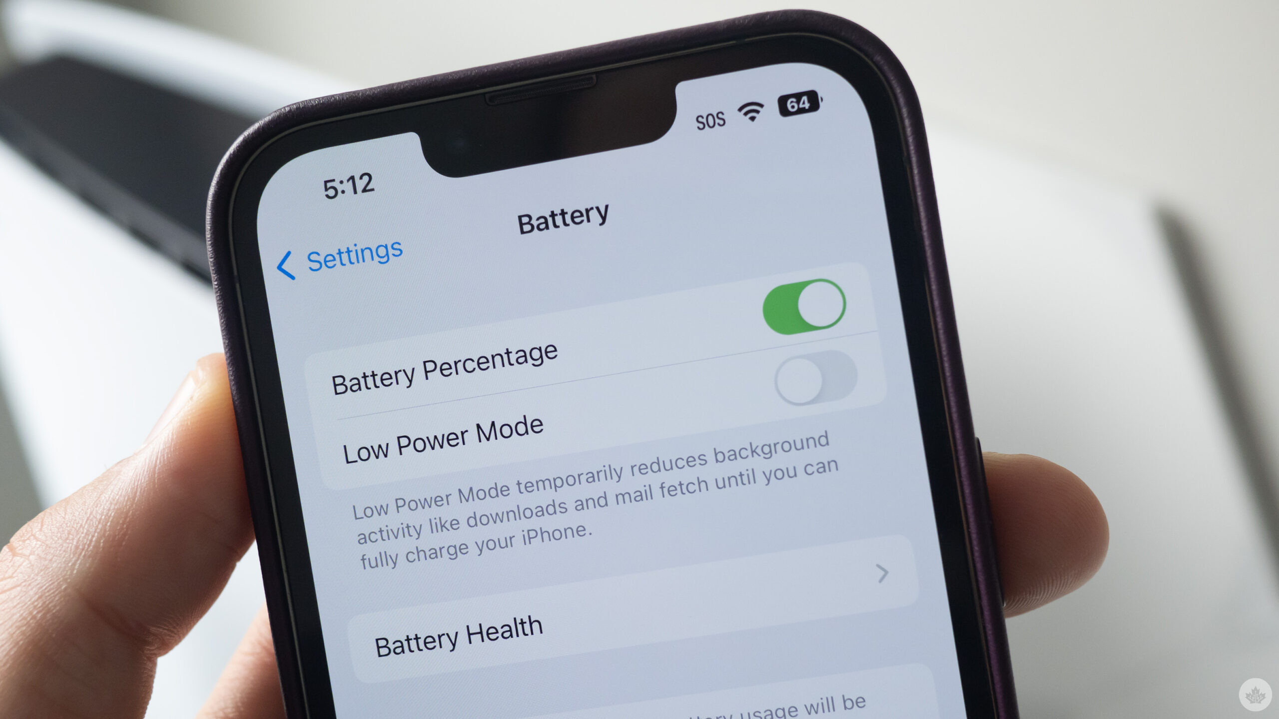 iOS 16 battery indicator