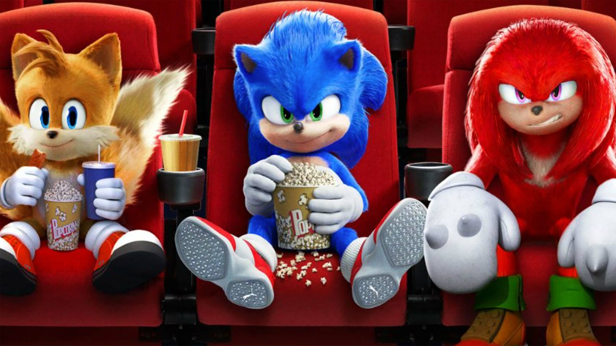 Sonic Tails and Knuckles watching movie