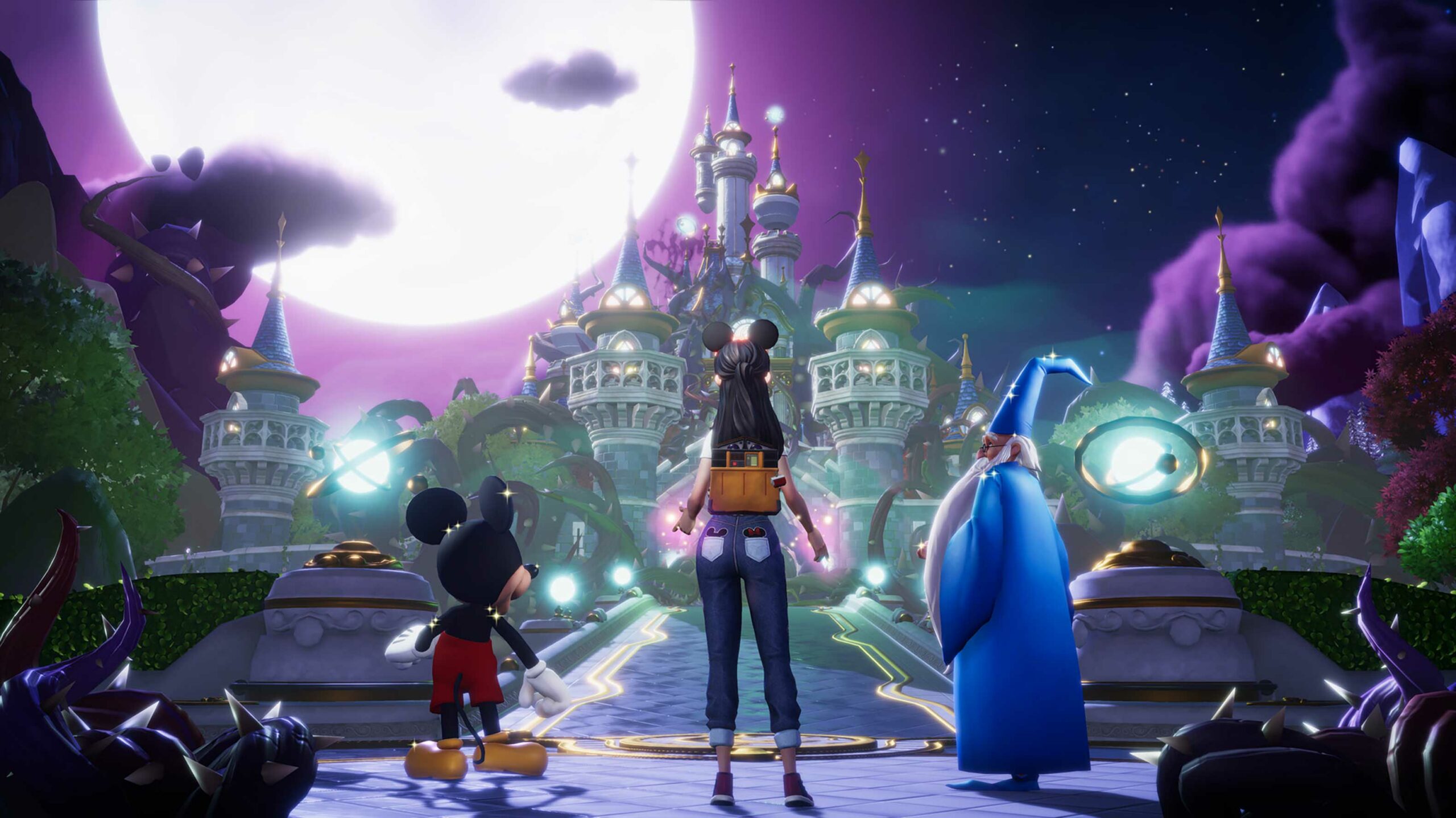 Disney Dreamlight Valley Mickey, player avatar and Yen Sid