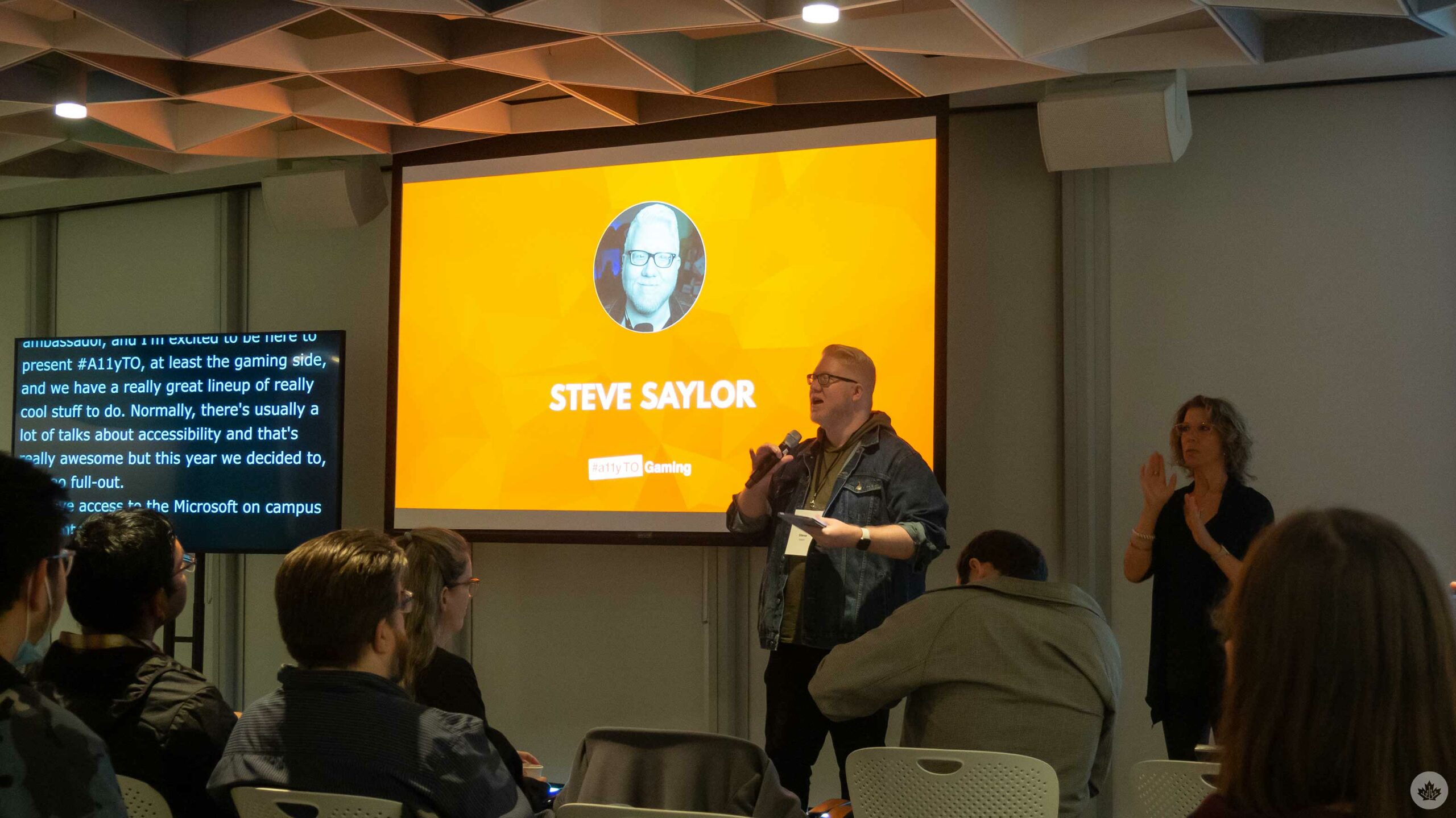 Accessibility consultant Steve Saylor hosting the #a11yTO Gaming conference in Toronto.