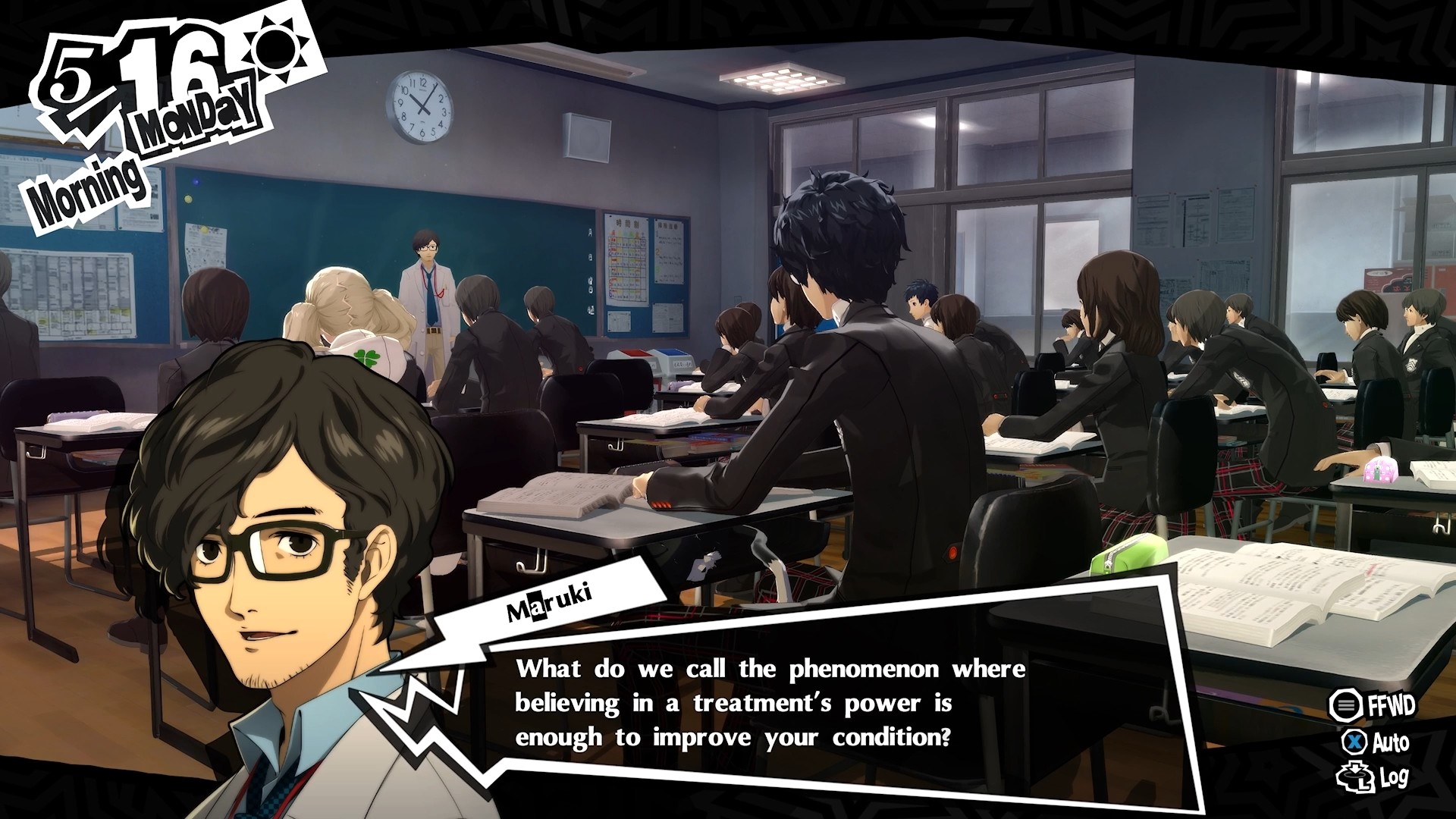 Maruki teaches a class in Persona 5 Royal.