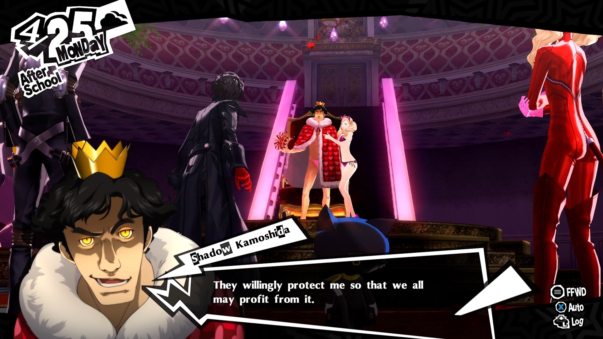 in Persona 5 Royal, Shadow Kamoshida confronts the group.