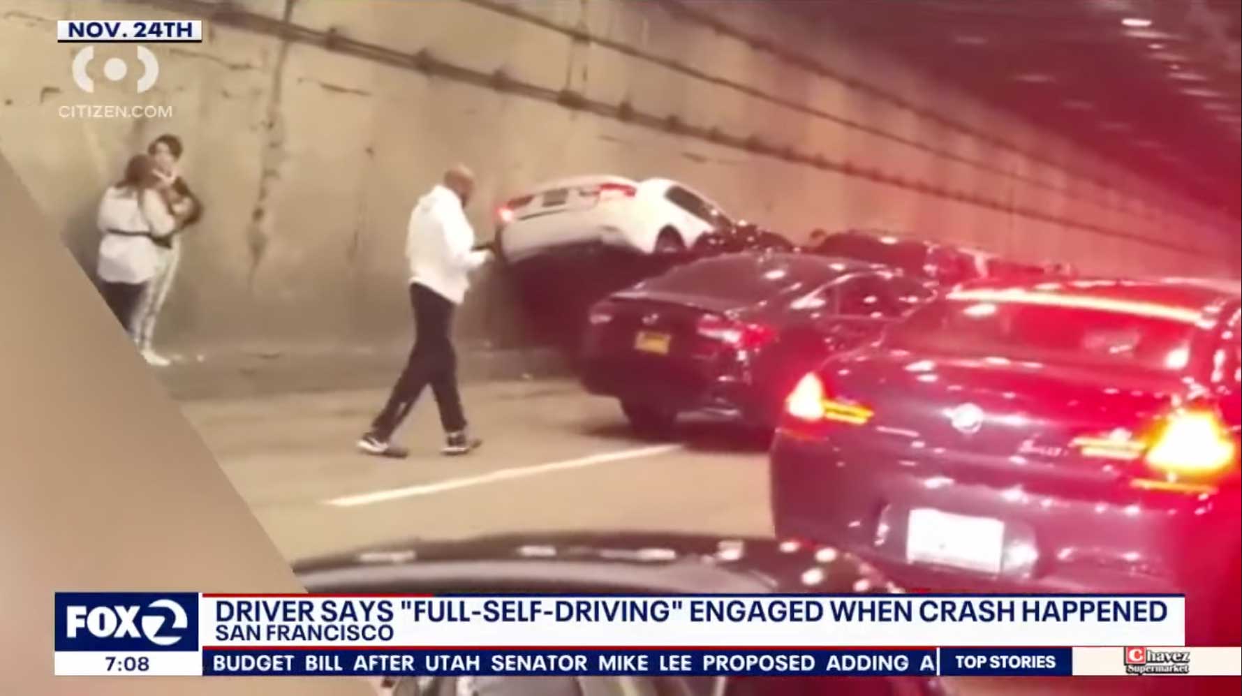 Driver blames his Tesla’s Full Self-Driving for an eight-car pileup