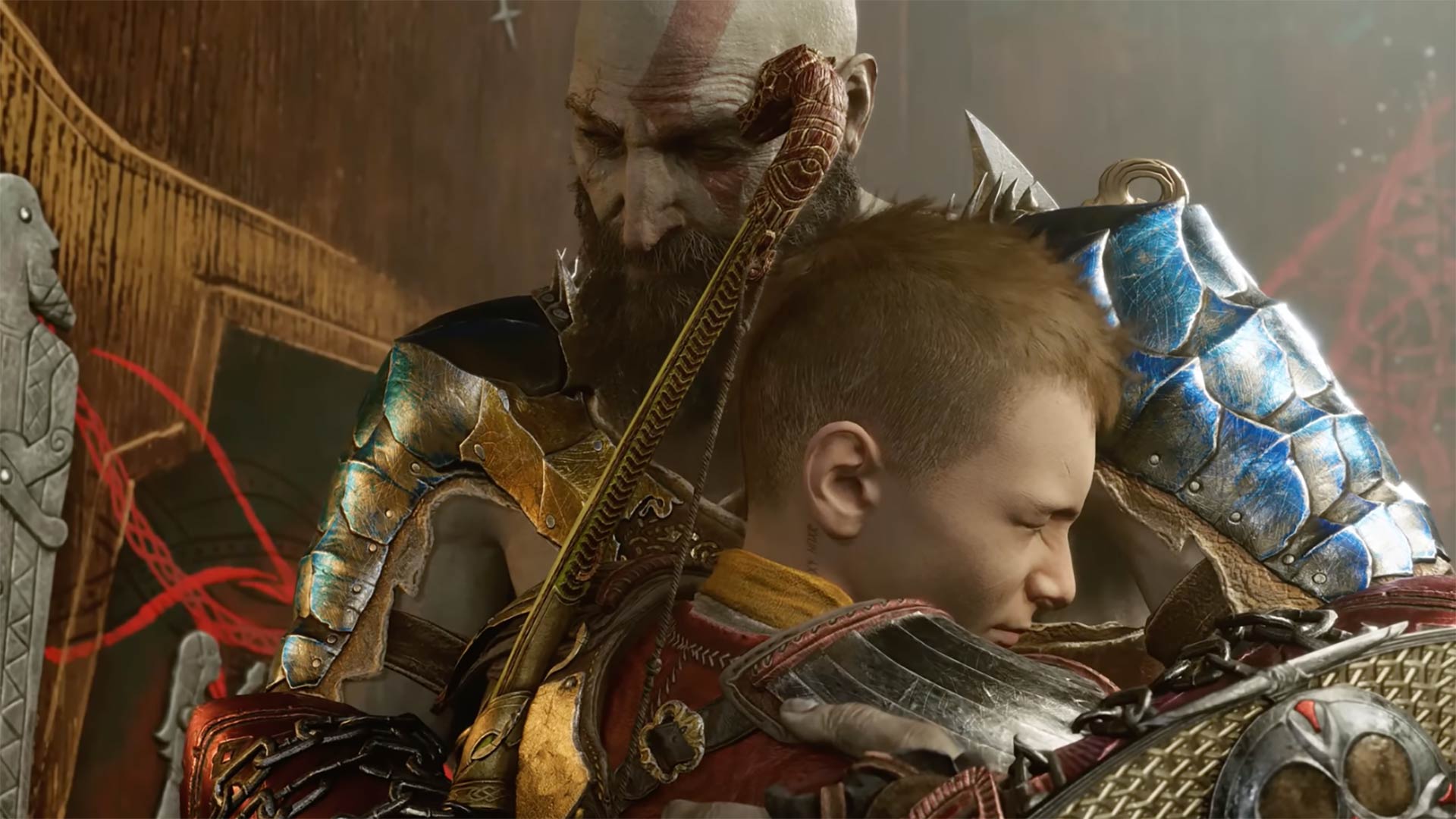 Kratos Embraces Atreus At The End Of God Of War RagnarÖK