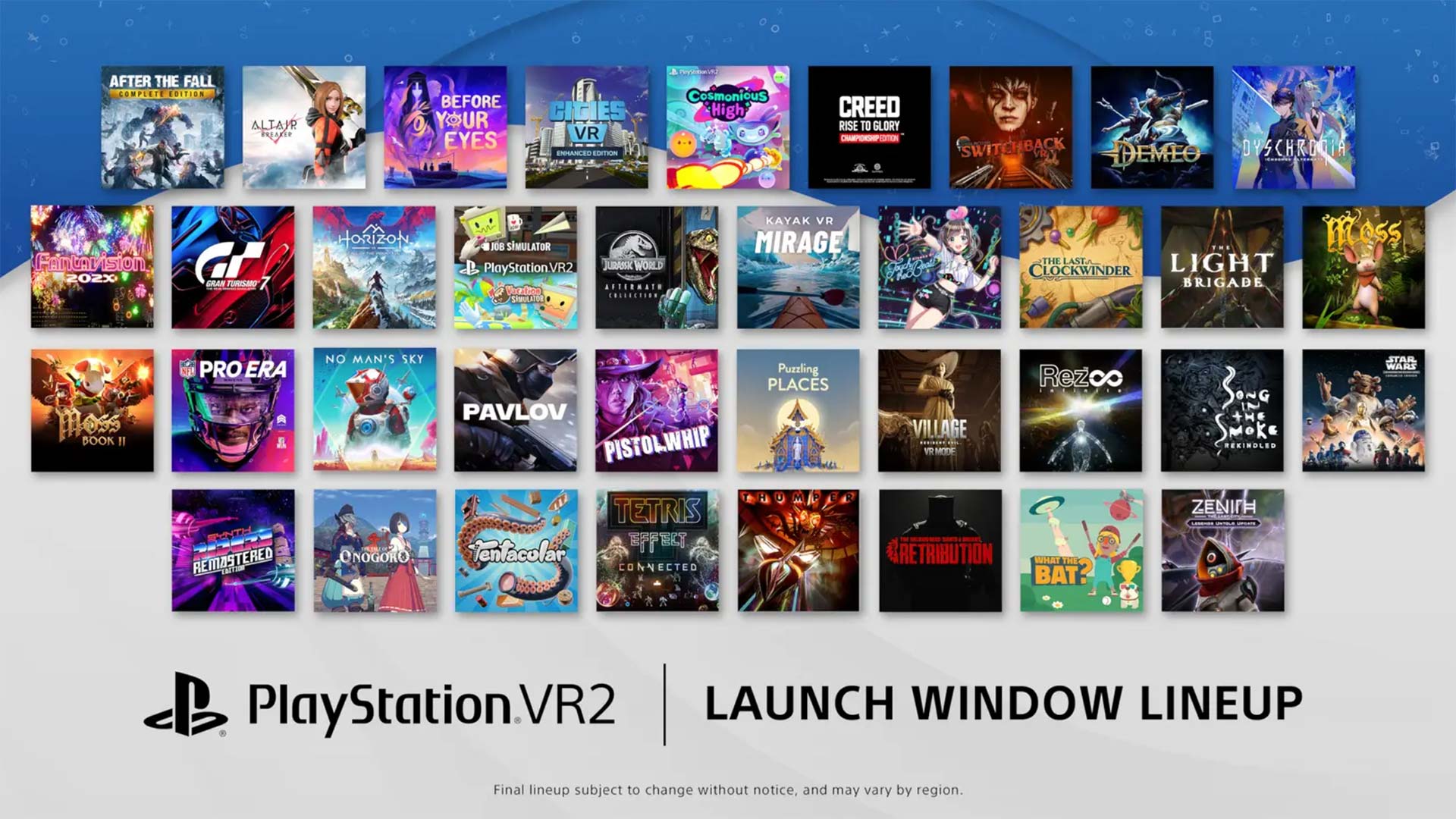 PlayStation VR2 launch lineup