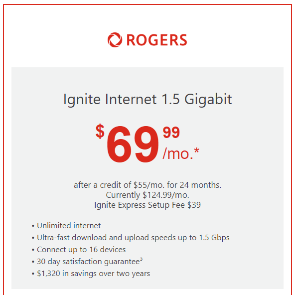 Rogers providing Fido prospects particular .99/mo 1.5Gbps web plan