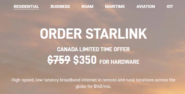 Screenshot of the Starlink discount