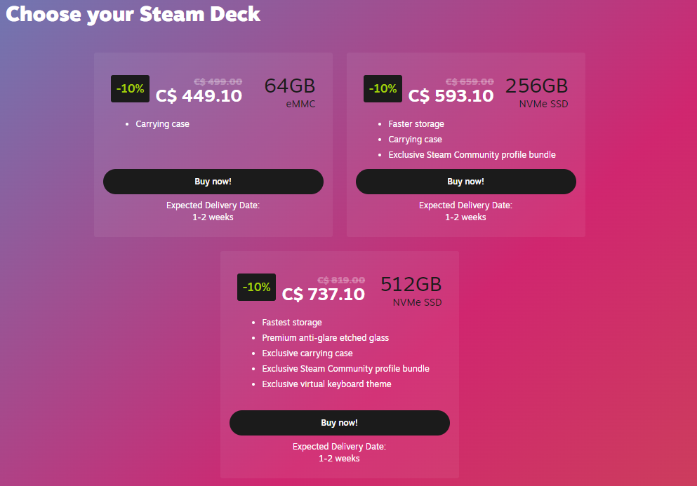 Steam Deck is finally on sale with Valve offering a 10% discount for a week