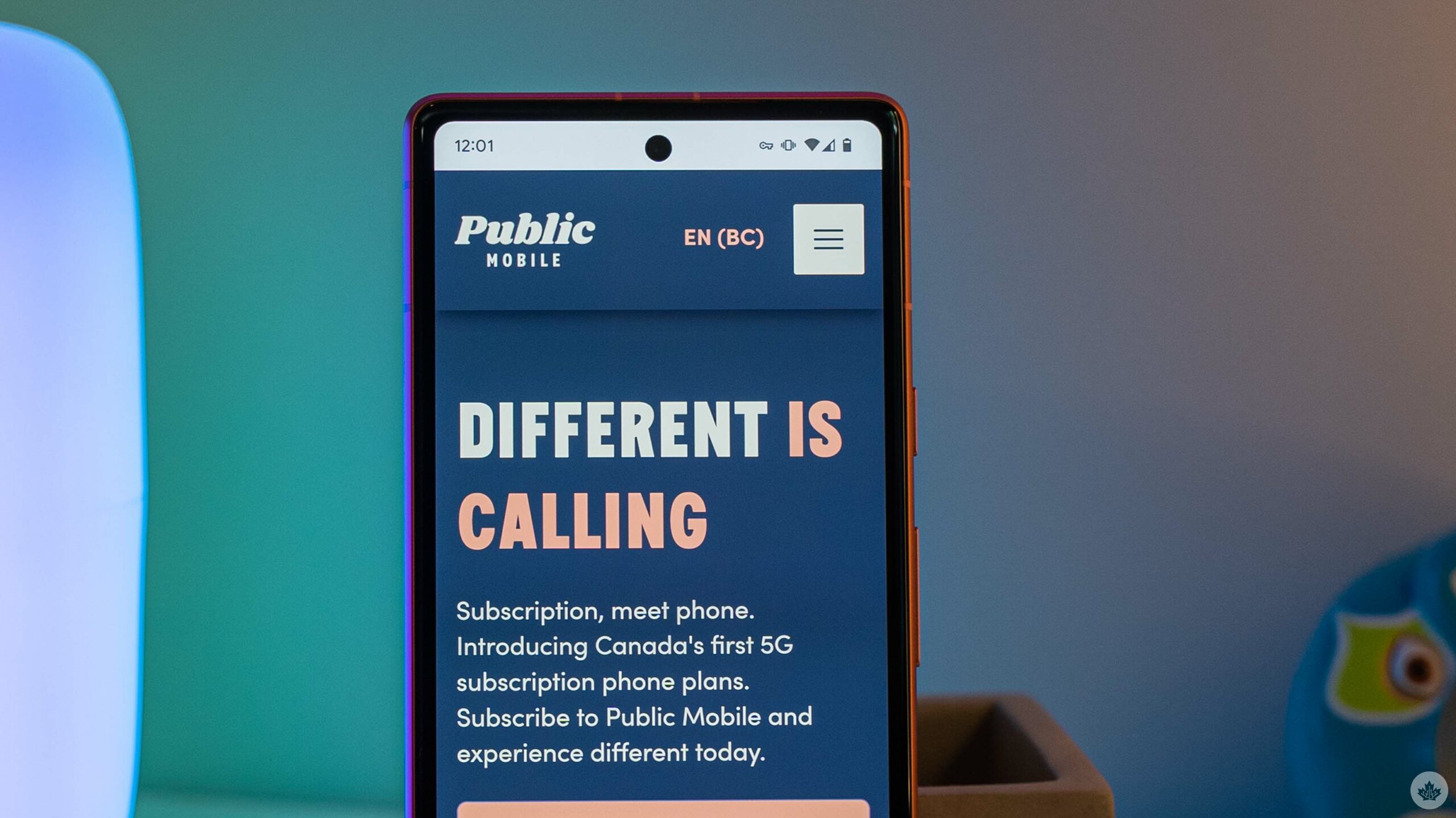 Public Mobile website on a phone.