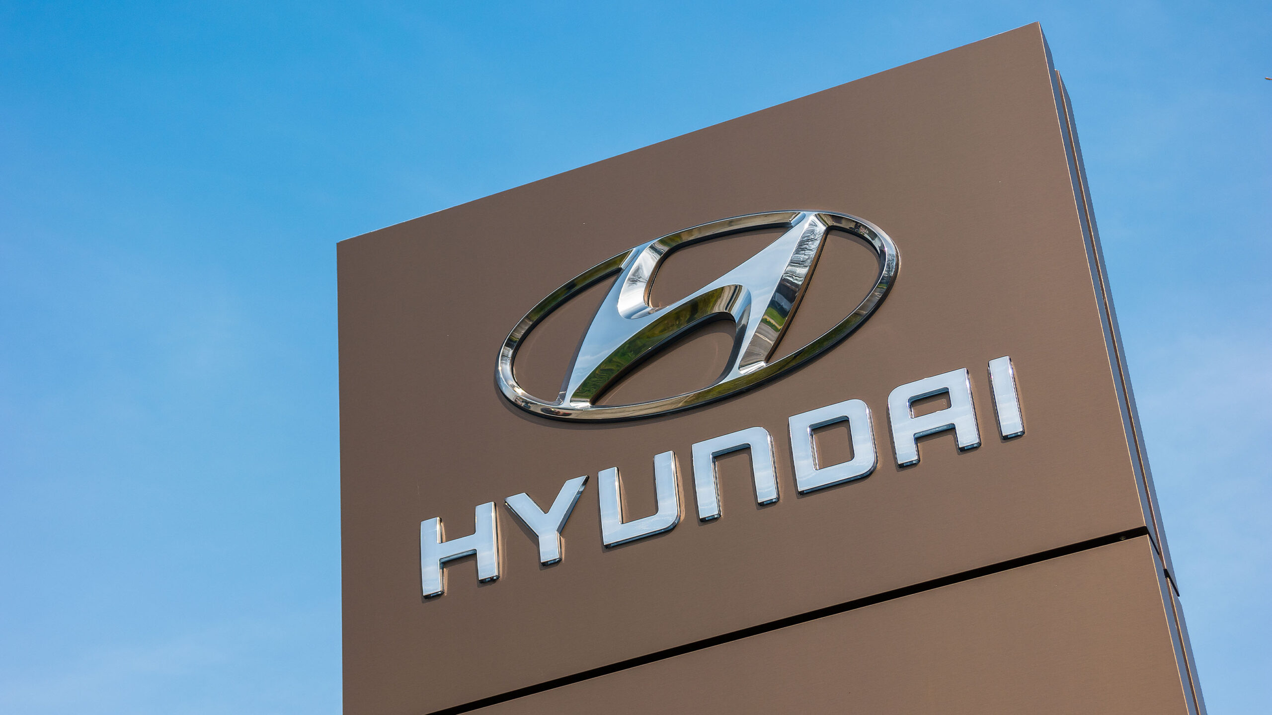 Hyundai logo on a sign