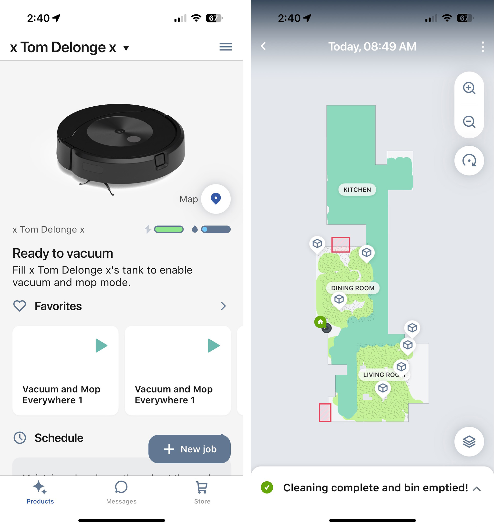 Roomba Combo j7+ app screenshots
