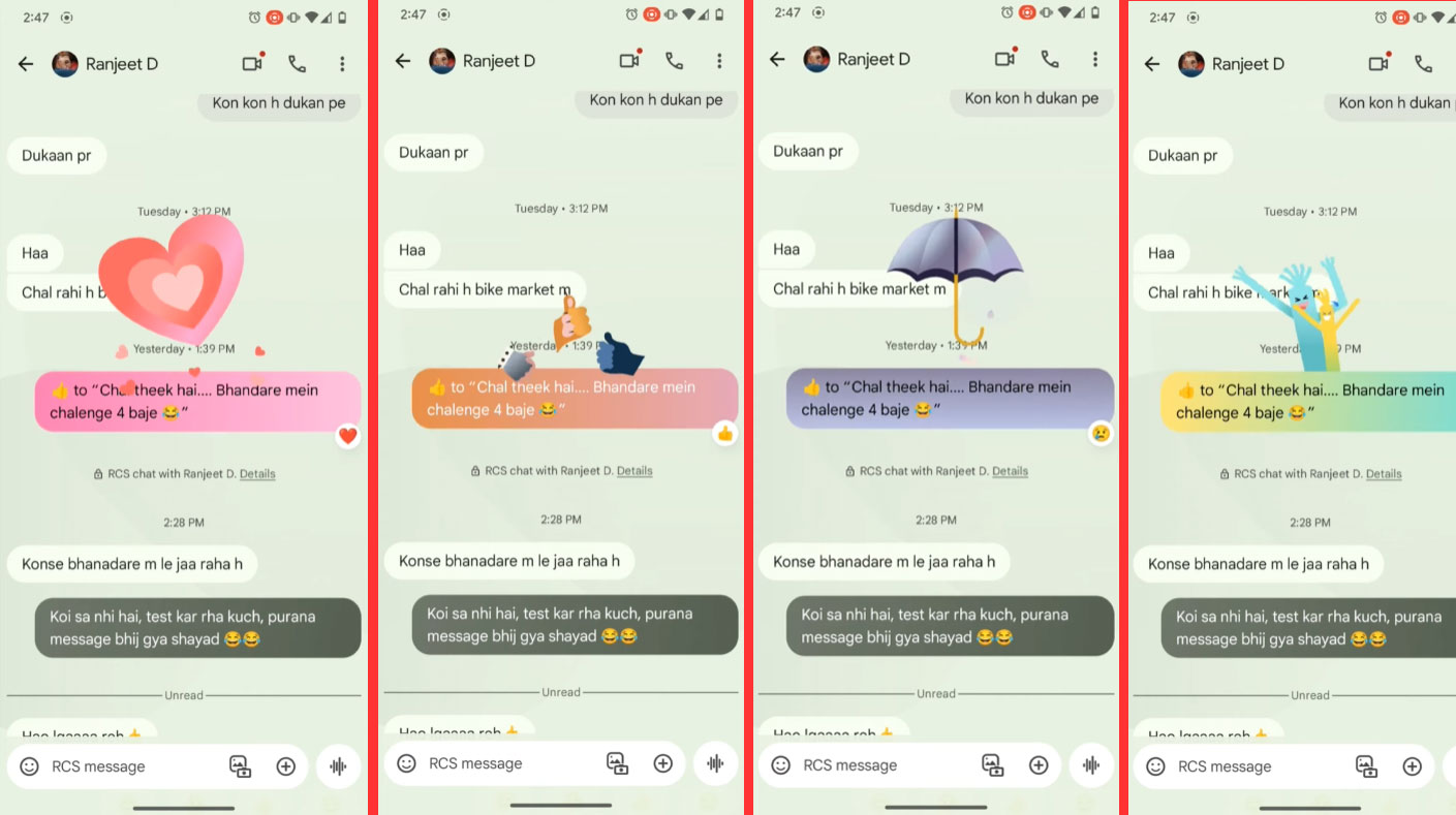 Google is working on new animations for message reactions in Google Messages