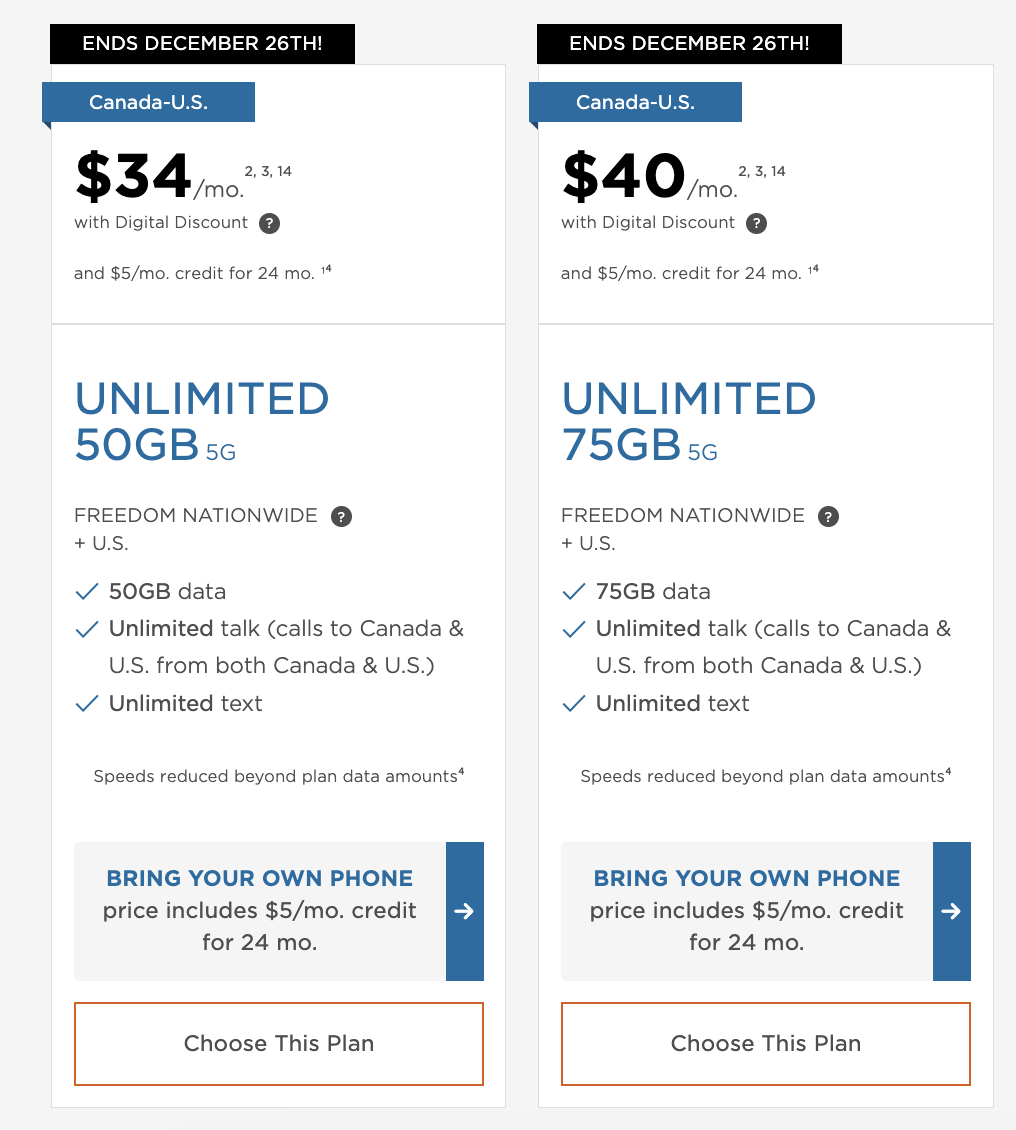 Freedom Mobile adds bonus data to two 5G Boxing Week plans