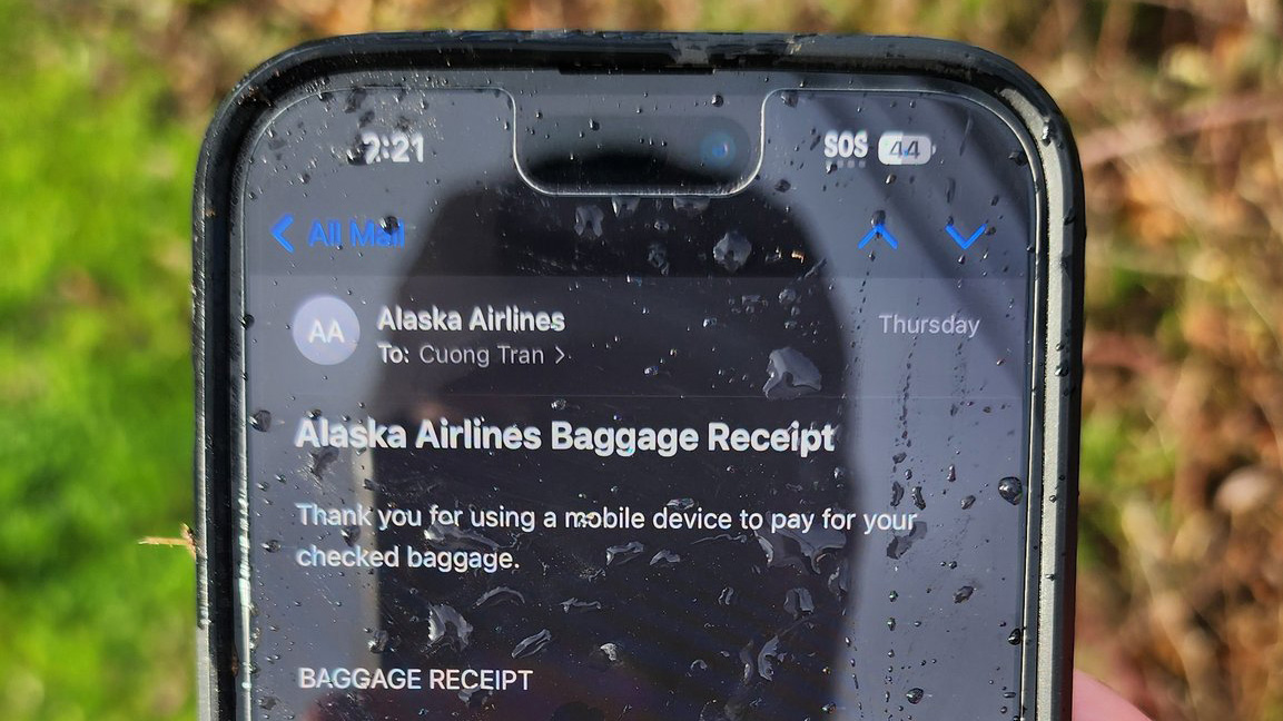 Phone that fell from airplane