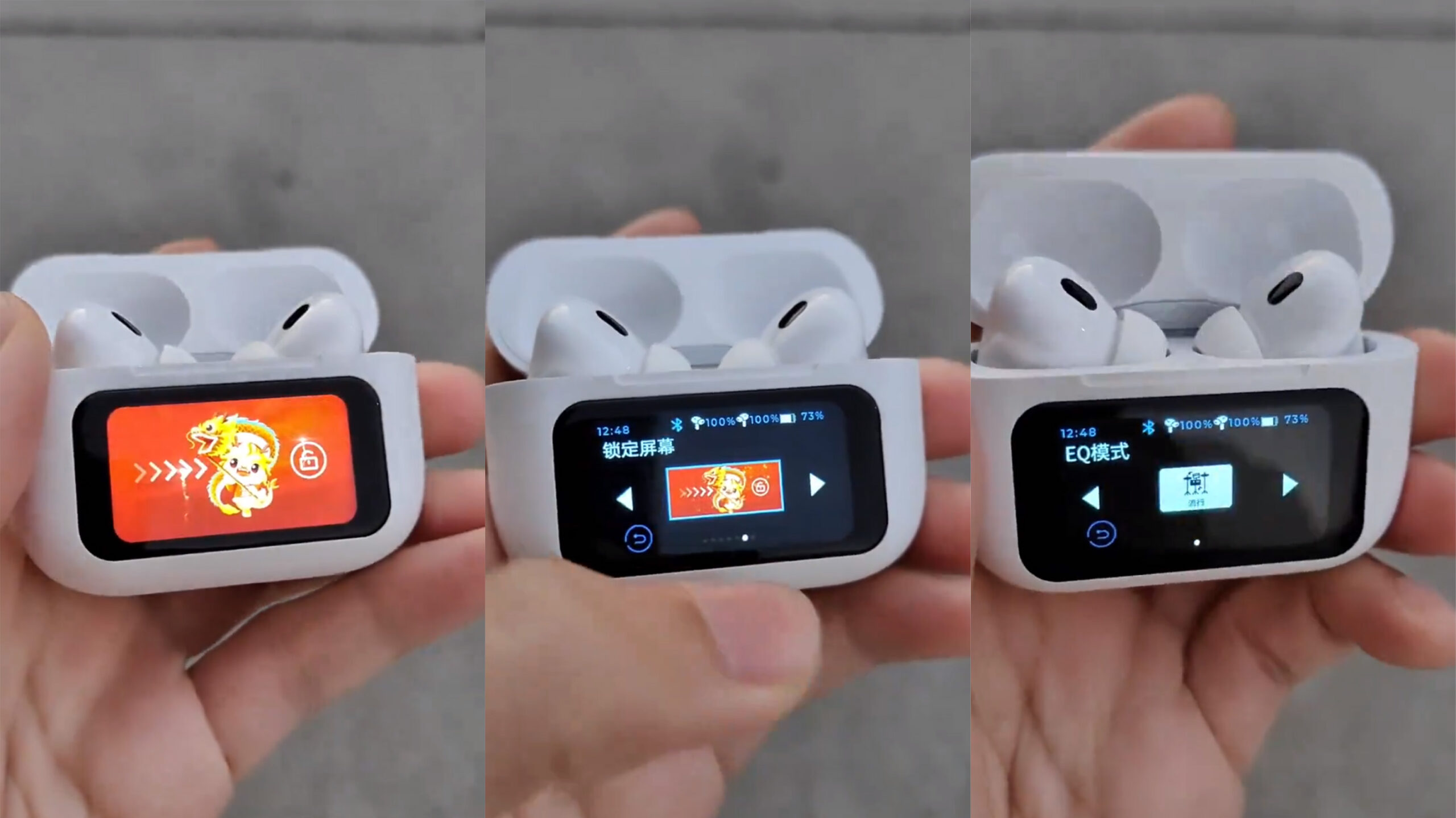 Counterfeit AirPods with a screen.